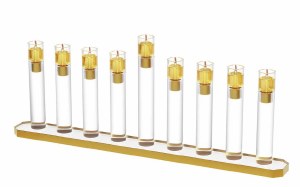 Picture of Lucite Strip Menorah Tube Design Gold 13.5"